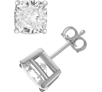 And Now This Cubic Zirconia Cushion Stud Earrings in Silver and Gold Plate