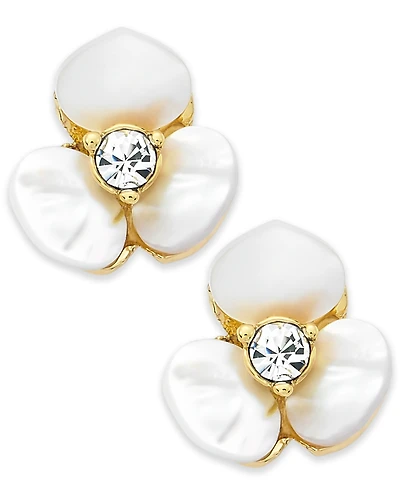 Kate Spade New York Earrings, Gold-Tone Cream Disco Pansy Flower Stud Earrings