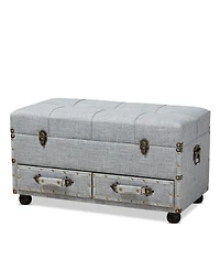 Furniture Flynn Modern Transitional Upholstered 2 Drawer Storage Trunk Ottoman