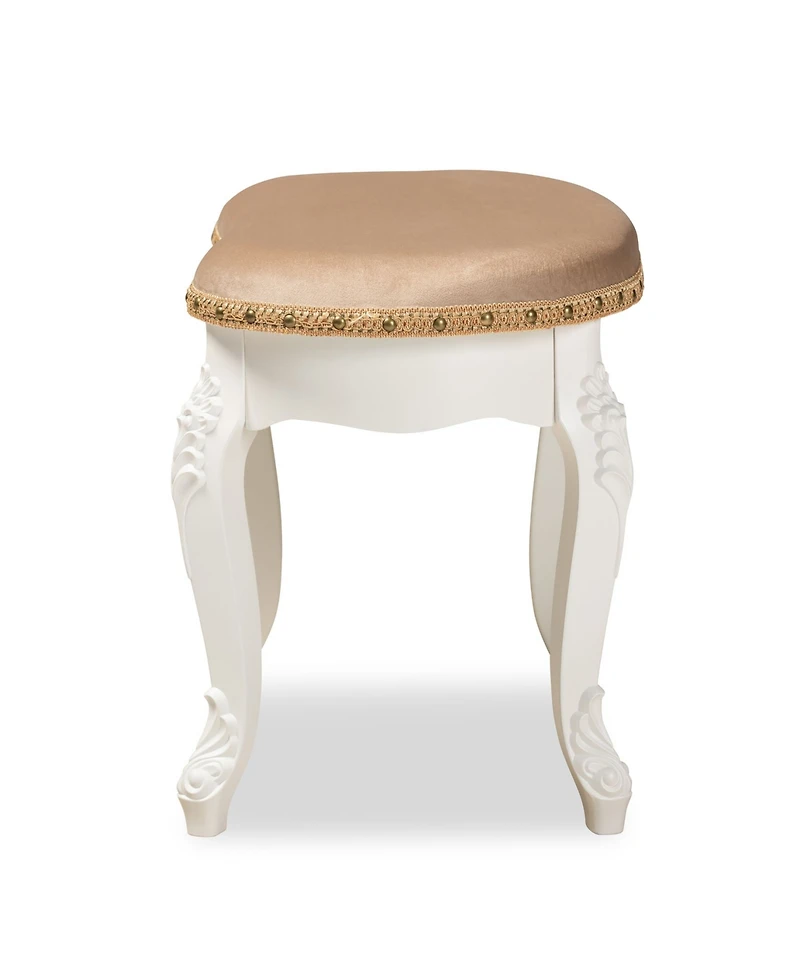 Furniture Gabrielle Traditional French Country Provincial Upholstered Vanity Ottoman