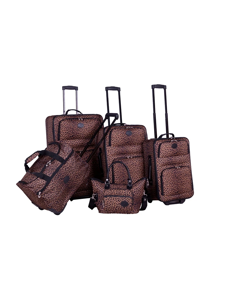 American Flyer Animal Print 5 Piece Spinner Luggage Set