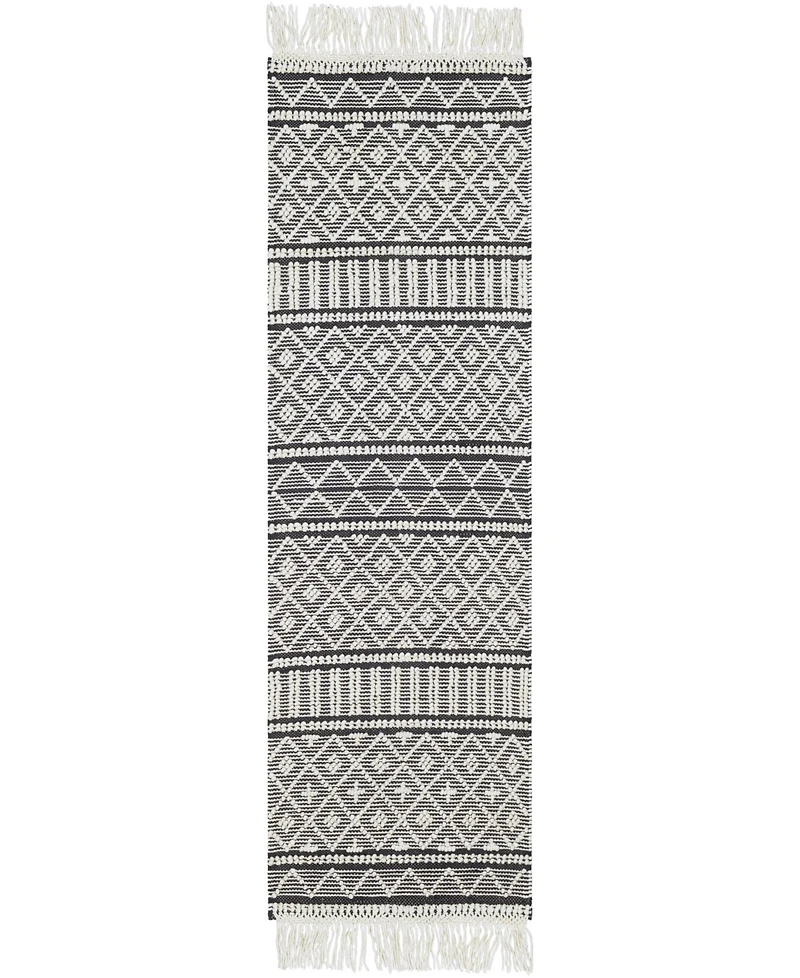 Livabliss Farmhouse Tassels Fts-2300 Charcoal 2'6" x 8' Runner Area Rug
