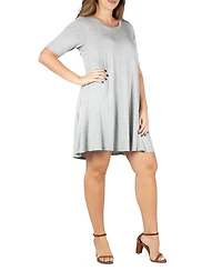 24seven Comfort Apparel Plus Size Knee Length Pocket T-shirt Dress