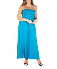 24seven Comfort Apparel Plus Strapless Maxi Dress