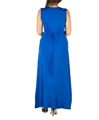 24seven Comfort Apparel Plus Sleeveless Empire Waist Maxi Dress