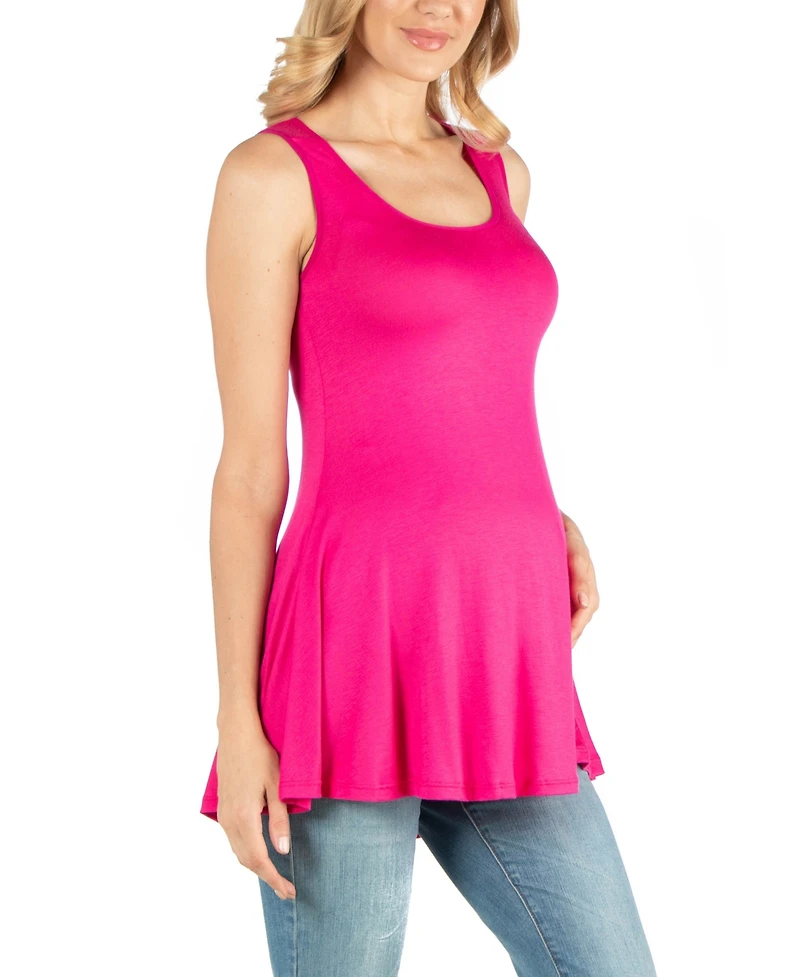 24seven Comfort Apparel Scoop Neck Sleeveless Maternity Tank Top