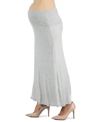 24seven Comfort Apparel Womens Elastic Waist Solid Color Maternity Maxi Skirt
