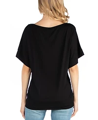 24seven Comfort Apparel Loose Fit Dolman Maternity Top with Wide Sleeves