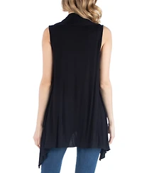 24seven Comfort Apparel Draped Maternity Open Front Sleeveless Cardigan