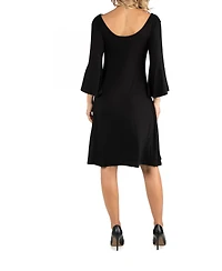 24seven Comfort Apparel Maternity Knee Length Cold Shoulder Dress