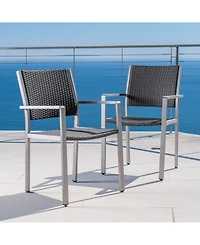 Noble House Cape Coral Outdoor Dining Chairs with Frame, Set of 2