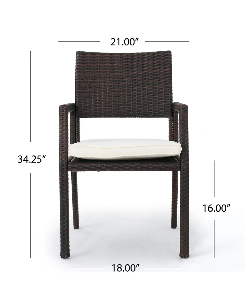 Noble House Rhode Island Outdoor Dining Chairs with Cushions, Set of 2