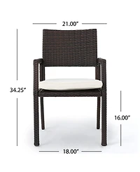 Noble House Rhode Island Outdoor Dining Chairs with Cushions, Set of 2