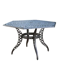 Noble House Cayman Traditional Outdoor Cast Hexagonal Dining Table