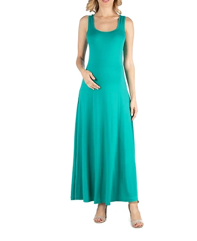 24seven Comfort Apparel Slim fit A Line Sleeveless Maternity Maxi Dress