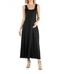 24seven Comfort Apparel Slim fit A Line Sleeveless Maternity Maxi Dress
