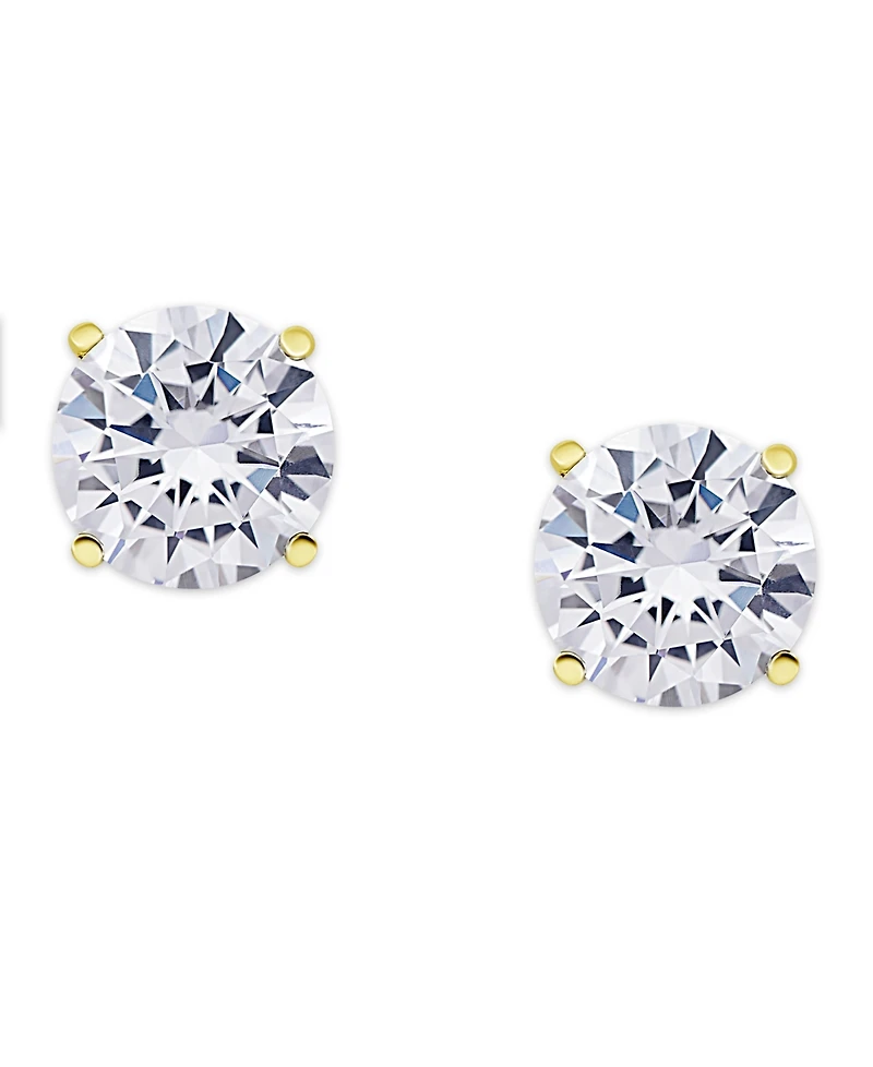 Cubic Zirconia Round Stud Earrings in Silver Plate