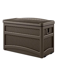 Suncast DBW7500 73 Gallon Outdoor Patio Storage Chest with Handles & Seat, Java
