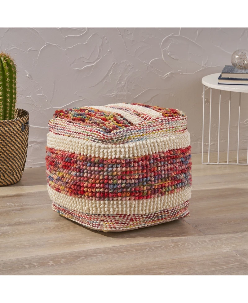 Noble House Cinnnabar Boho Ottoman Pouf