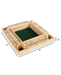 Hey Play Shut The Box Game - Classic 10 Number Wooden Set With Dice Included-Old Fashioned, 4 Player Thinking Strategy Game For Adults And Children