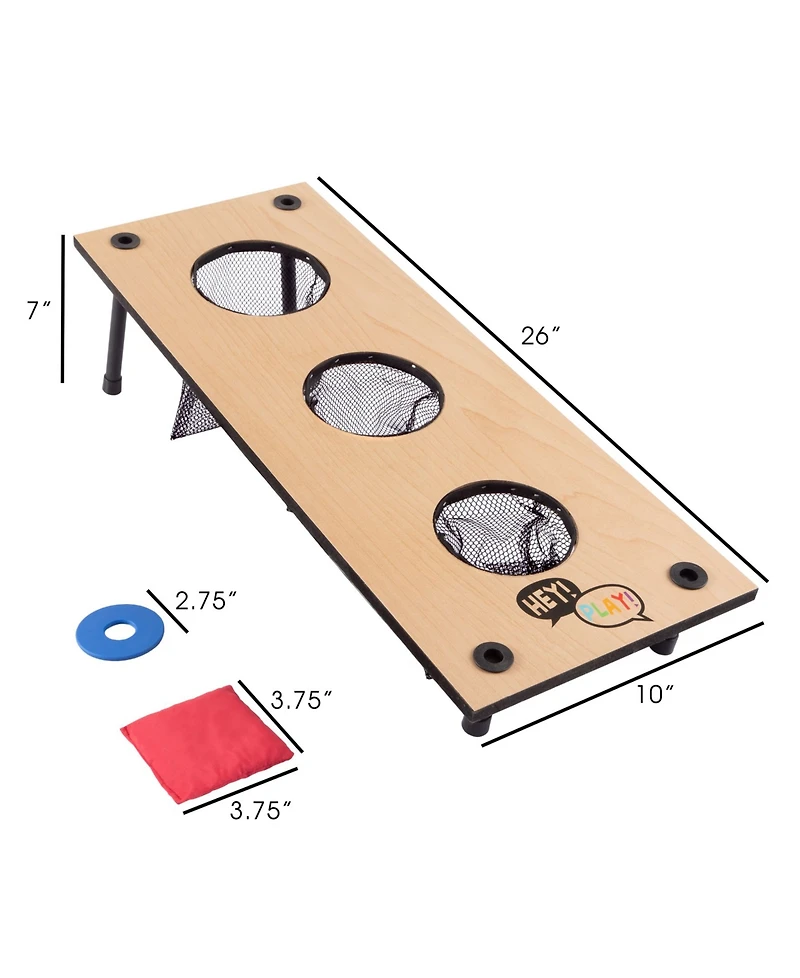 Hey Play 2-In-1 Washer Pitch And Beanbag Toss Set - Indoor Or Outdoor Wooden Classic Team Backyard And Tailgate Party Games For Kids And Adults