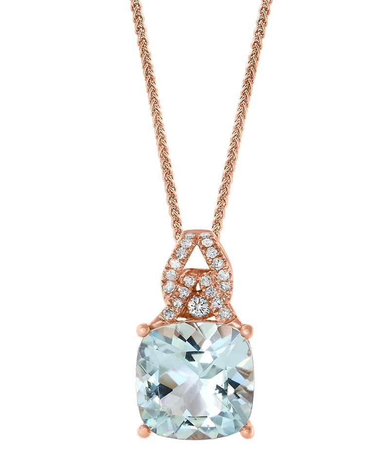 Lali Jewels Aquamarine (3-1/2 ct. t.w.) & Diamond (1/8 ct. t.w.) 18" Pendant Necklace in 14k Rose Gold