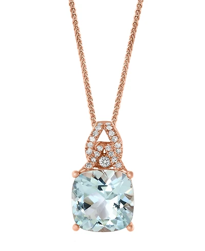 Lali Jewels Aquamarine (3-1/2 ct. t.w.) & Diamond (1/8 ct. t.w.) 18" Pendant Necklace in 14k Rose Gold