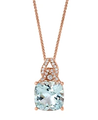 Lali Jewels Aquamarine (3-1/2 ct. t.w.) & Diamond (1/8 ct. t.w.) 18" Pendant Necklace in 14k Rose Gold