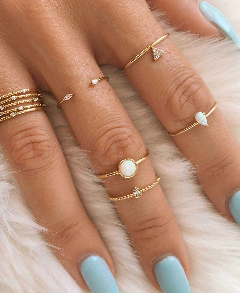 Ettika Crystal Poppy Adjustable Ring Set