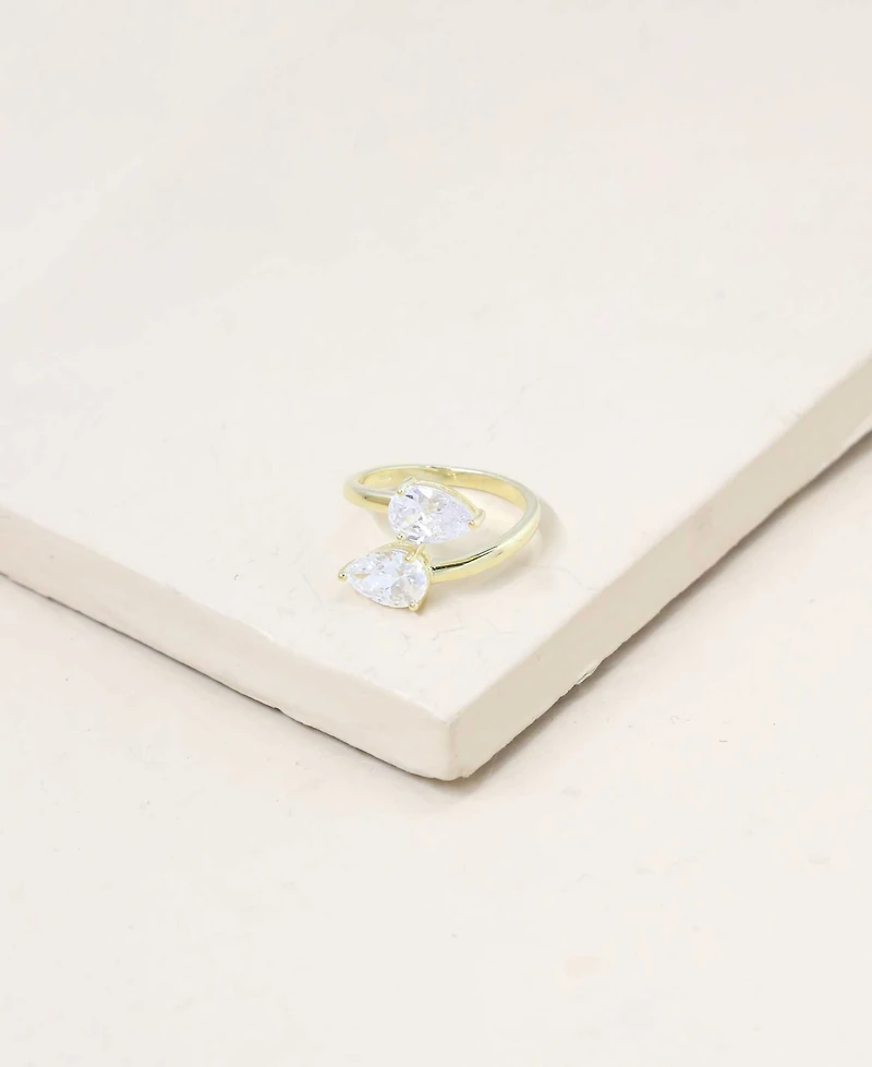 Ettika Crystal Teardrop and Gold Tone Wrap Ring