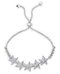Diamond Accent Stars Bolo Adjustable Bracelet in Silver-Plated Brass