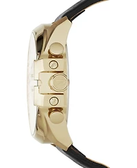 Diesel Men's Only The Brave Black Leather Strap Watch 51x59mm