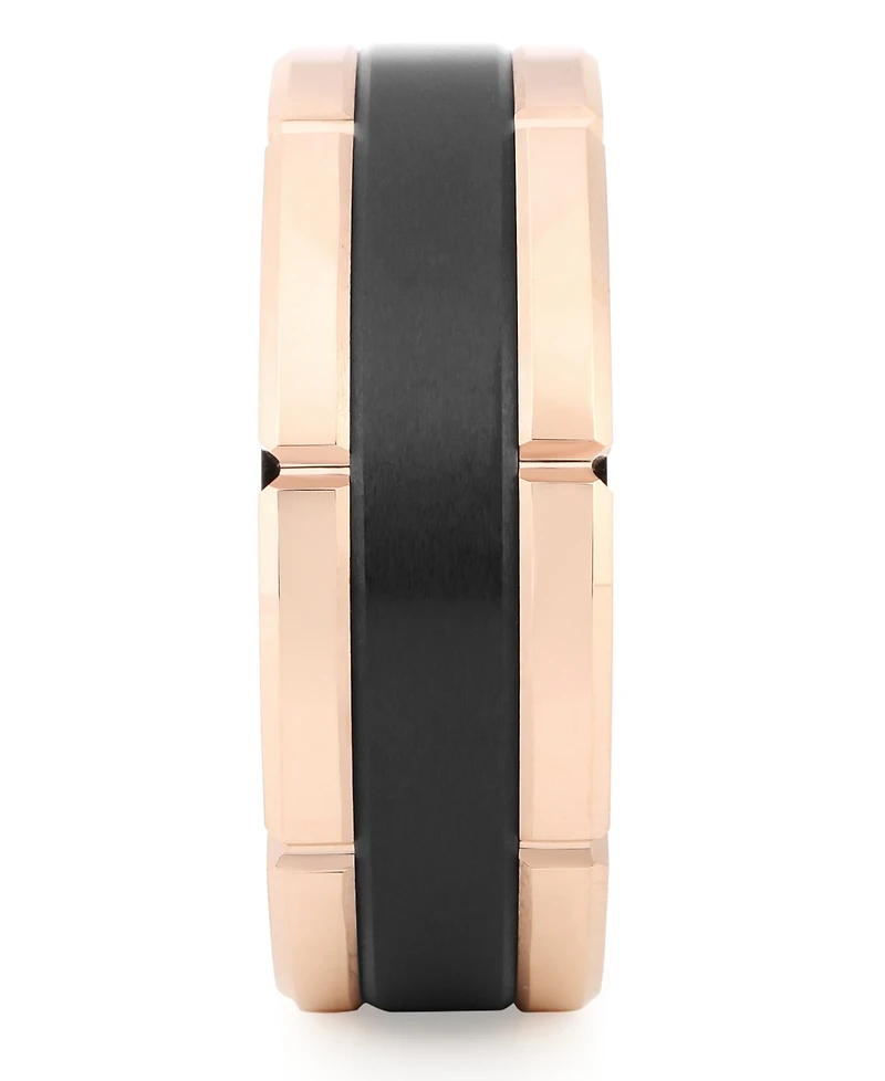 Men's Two-Tone Notched Band Rose & Black Ion-Plated Tantalum