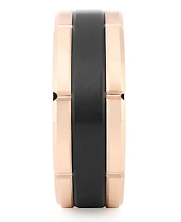 Men's Two-Tone Notched Band Rose & Black Ion-Plated Tantalum