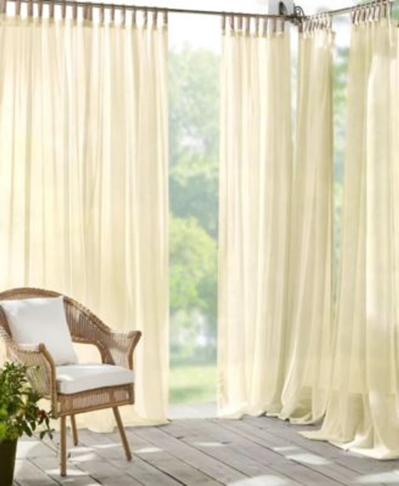 Elrene Home Fashions Darien Solid Indoor/Outdoor Sheer Adhesive Loop Tab Top Window Curtain Panel