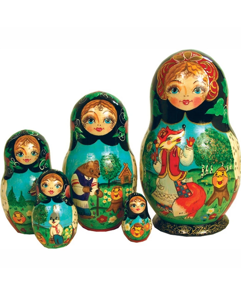 G.DeBrekht 5 Piece Ginger Bread Russian Matryoshka Nested Doll Set