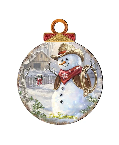Designocracy by Dona Gelsinger Cowboy Snowman Ornament, Set of 2