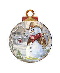 Designocracy by Dona Gelsinger Cowboy Snowman Ornament, Set of 2
