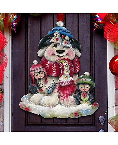 Designocracy Jamie Mills Price Christmas Dog and Penguin Wall Decor