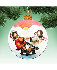 Designocracy Arctic Friendship Wooden Christmas Ornament Set of 2