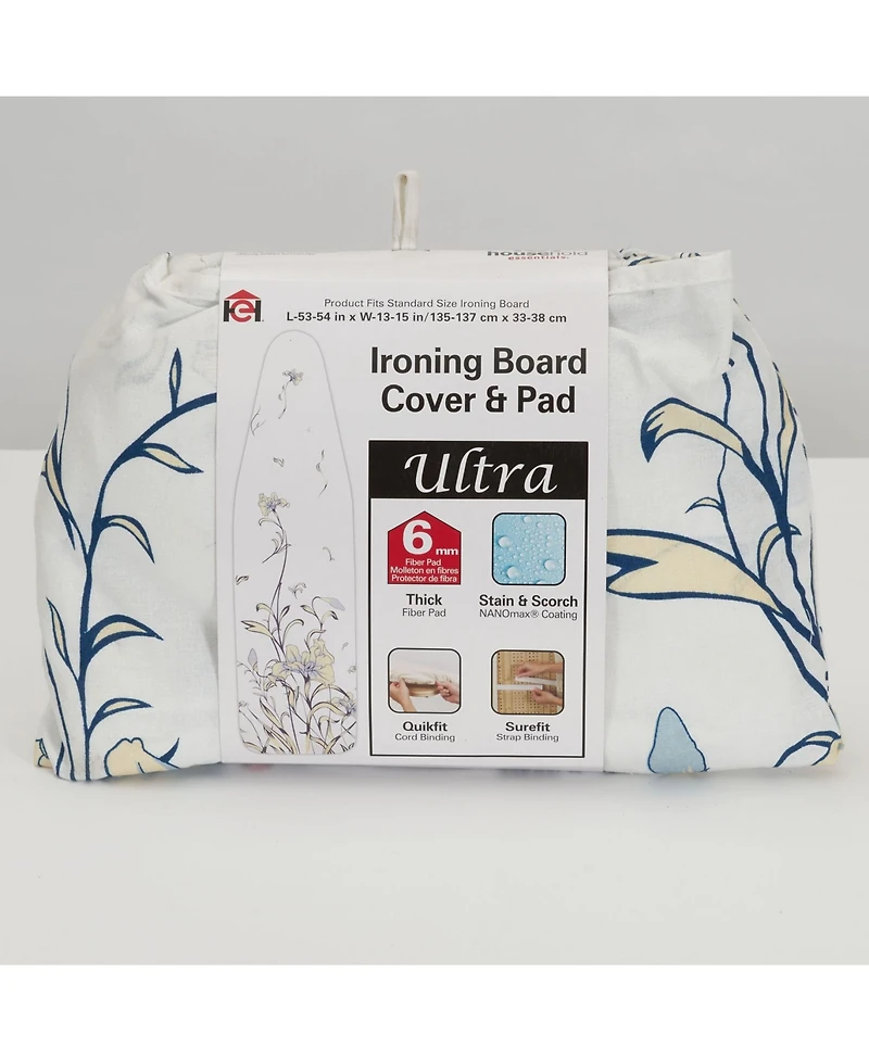 Household Essentials Ultra Ironing Board Cover, Multicolor Iris Floral Pattern