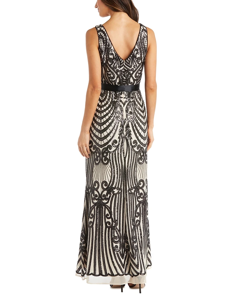 R & M Richards Sequin-Embellished Gown