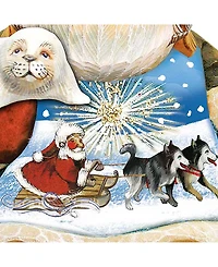 Designocracy Northern Light Santa Christmas Door Hanger