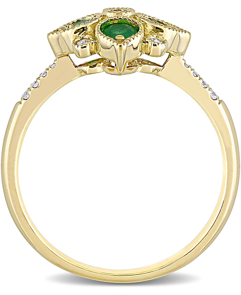 Emerald (1/3 ct. t.w.) & Diamond (1/10 ct. t.w.) Statement Ring in 14k Gold