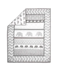 The Peanutshell Elephant Walk 3 Piece Baby Nursery Crib Bedding Set, Quilt, Fitted Crib Sheet, and Dust Ruffle