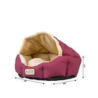 Armarkat Model C08HJH/Mh Pet Bed, Burgundy/Ivory, Waterproof Base, Machine Washable, 100% Poly Fill, Small Dogs and Cats, 18"L x 14"W x 11"H
