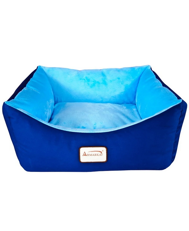 Armarkat Cat Bed, Small Pet Bed, Navy Blue/Sky Blue, C09HSL/Tl - Extra Thick Poly Fill, Waterproof Lining, Skid-Free Base