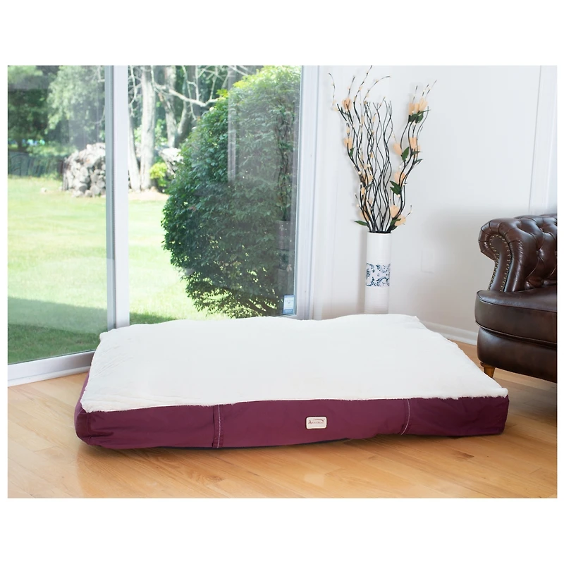 Armarkat M02HJH/Mb-m Medium Pet Bed, Dog Crate Mat With Poly Fill Cushion & Removable Cover, Burgundy & Ivory