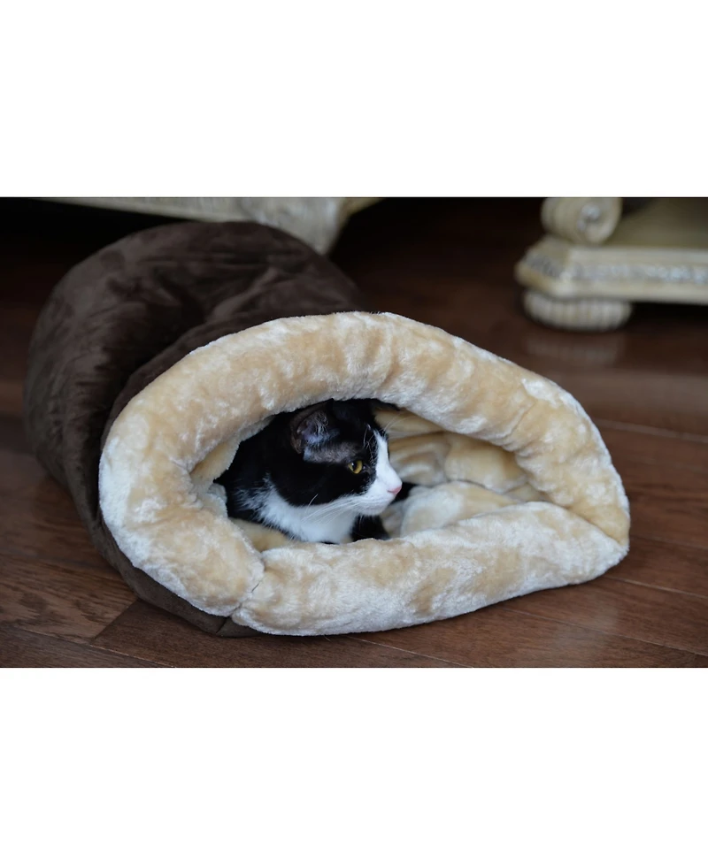Armarkat Burrow Sleep Shape Cat Bed, Soft Cave Bed For Dog And Cat, C15HKF/Mh, Mocha