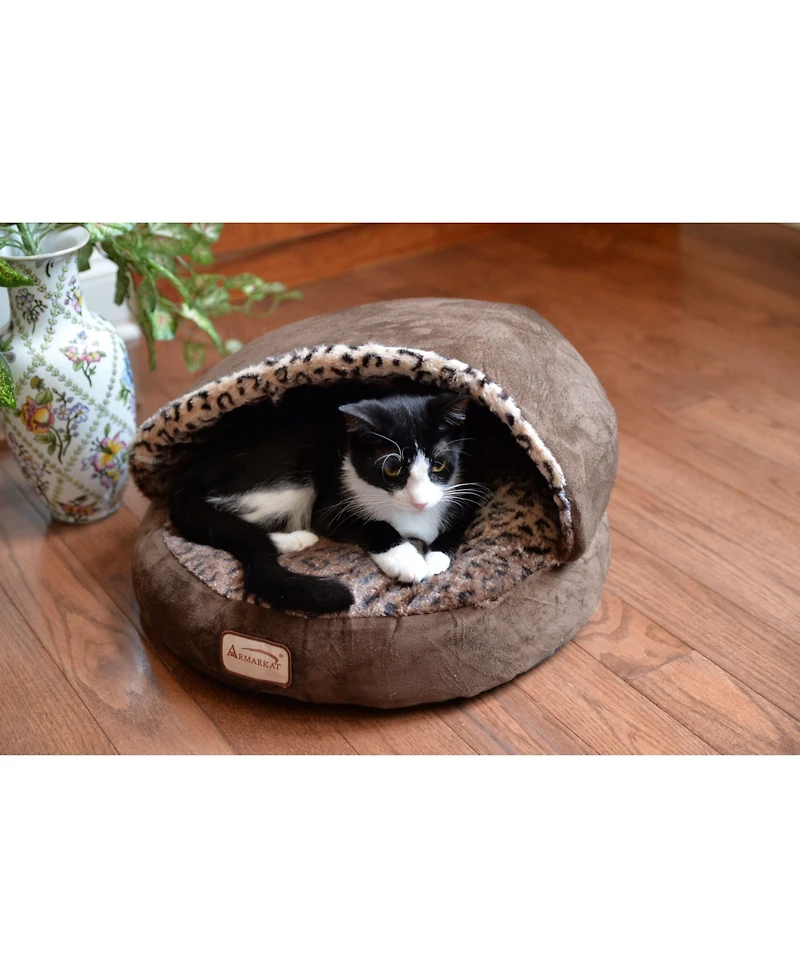 Armarkat Cuddle Cave Cat Bed With Anti Slip Bottom for Cat Kitty Puppy Animals, Cat Slipper Bed C31HKF/Bw